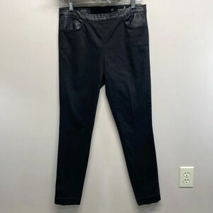 J. Crew Dannie Skinny Ankle Pant Exposed Back Zipper Faux Leather Trim Black 4